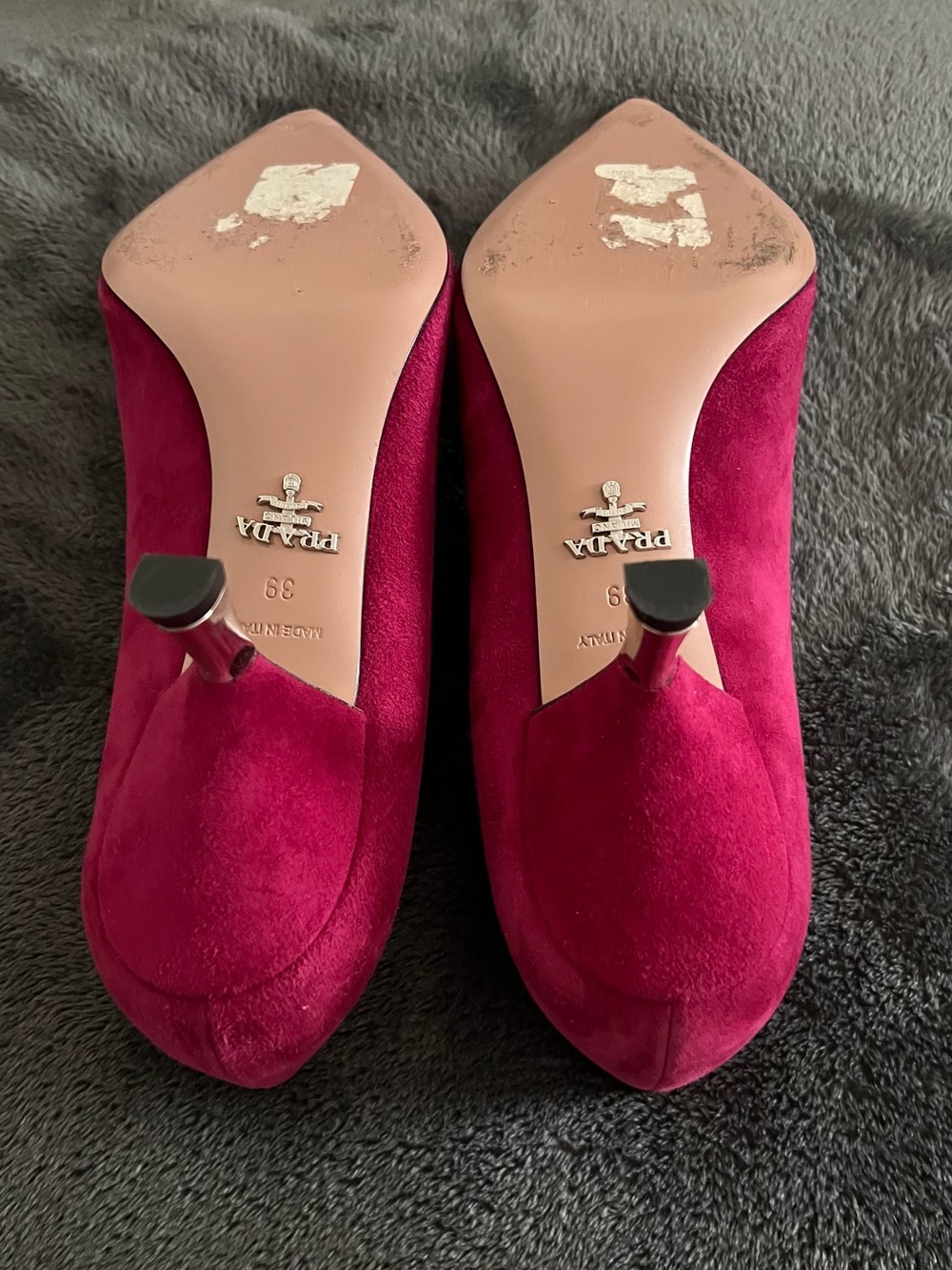 Prada Suede Pointed-Toe Pumps in Deep Berry - Picture 5 of 5